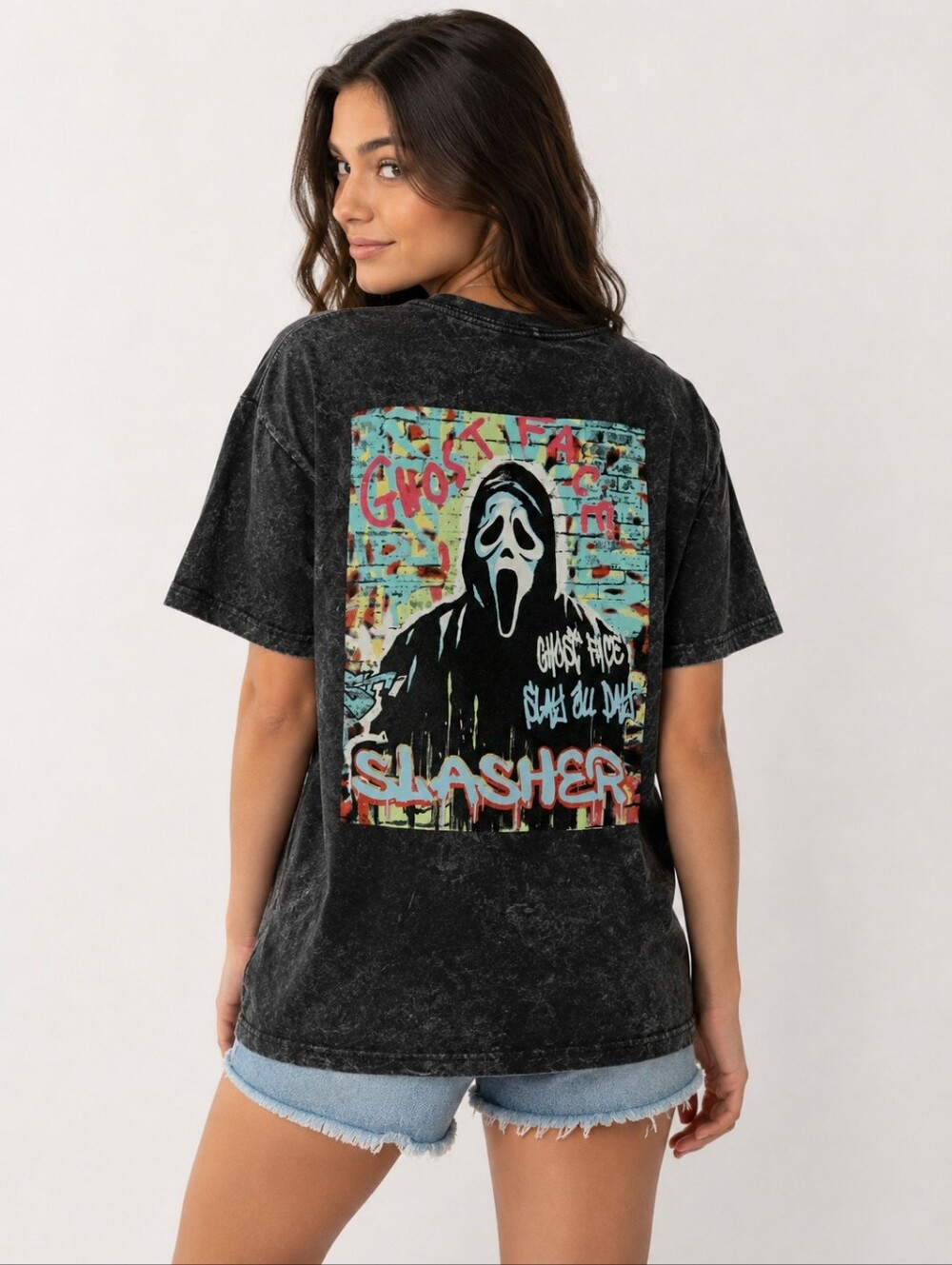 Ghost Face Slasher Graphic Tee - Black